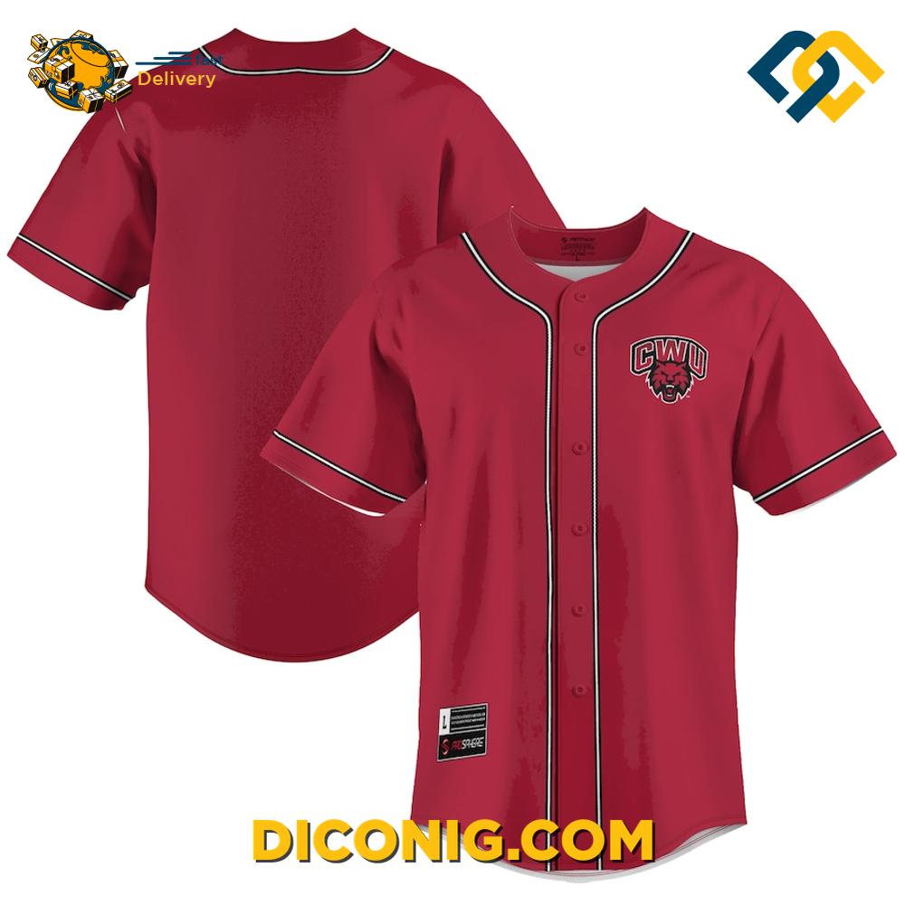 Central Washington Wildcats Crimson Baseball Jersey 2 Gallery Image
