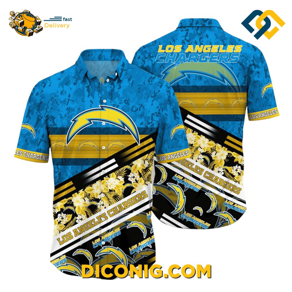 Floral Storm Los Angeles Chargers Hawaiian Shirt 2 Gallery Image