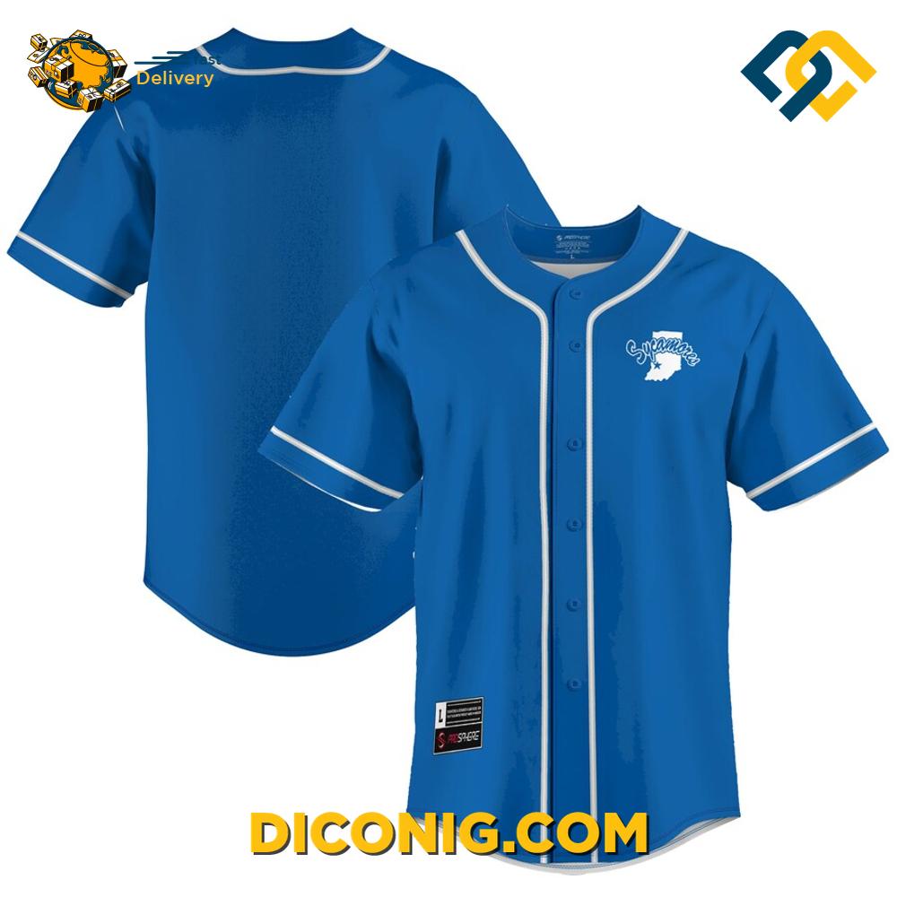 Indiana State Sycamores Royal Baseball Jersey 2 Gallery Image