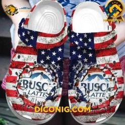 America Flag Busch Latte Beer Crocs Clogs Shoes