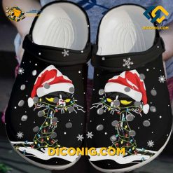 Black Cat Christmas Snow Holiday Crocs Clogs Shoes