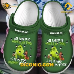 Grinch Love Wine And Dog The Crocs Clogs Shoes