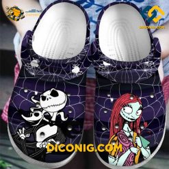 Halloween Jack and Sally Spiderweb Crocs Clogs Shoes