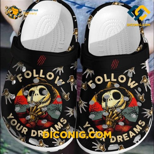 Halloween Jack Skellington Follow Your Dream Crocs Clogs Shoes