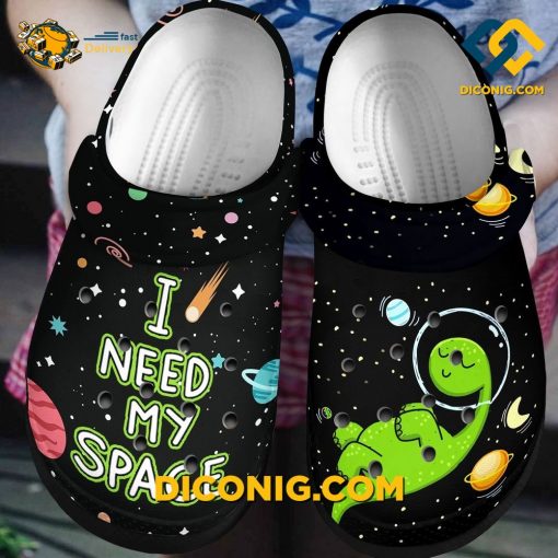 I Need My Space Dinosaur Crocs Clogs Shoes
