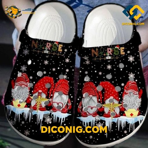 Merry Christmas Nurse Gnomes Winter Snow Santa Crocs Clogs Shoes