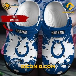 NFL Indianapolis Colts Custom Name Blue White Crocs Clogs Shoes