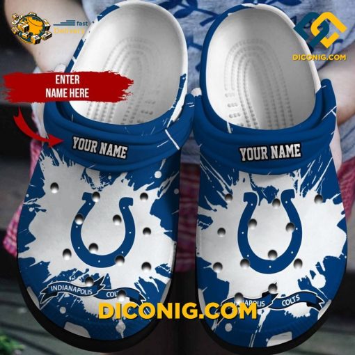 NFL Indianapolis Colts Custom Name Blue White Crocs Clogs Shoes