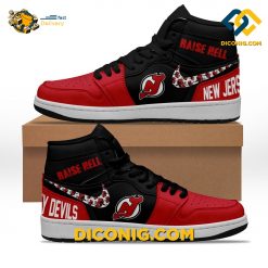 NHL New Jersey Devils Nike Air Jordan 1 Shoes Blackout Edition
