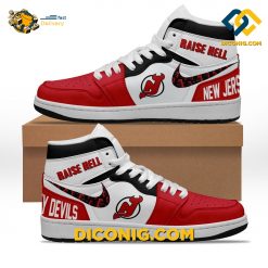 NHL New Jersey Devils Nike Air Jordan 1 Shoes White Ice Edition