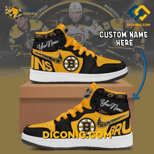 Boston Bruins Custom Shoes NHL Nike Air Jordan 1