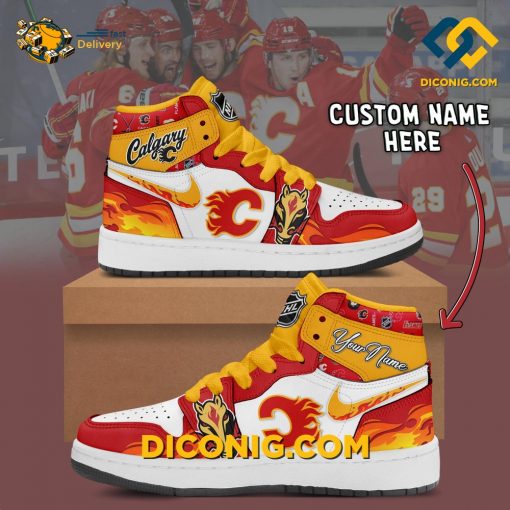 Calgary Flames Custom Shoes NHL Nike Air Jordan 1
