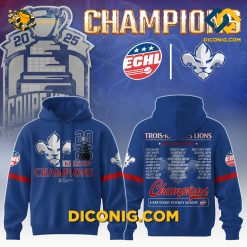 ECHL Trois Rivieres Lions Hoodie Set Champions 2025 Dark Blue