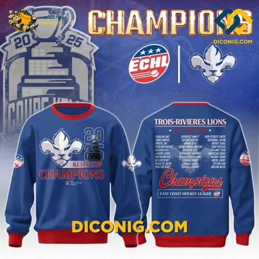 ECHL Trois Rivieres Lions Hoodie Set Champions 2025 Dark Blue