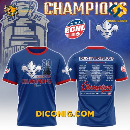 ECHL Trois Rivieres Lions Hoodie Set Champions 2025 Dark Blue