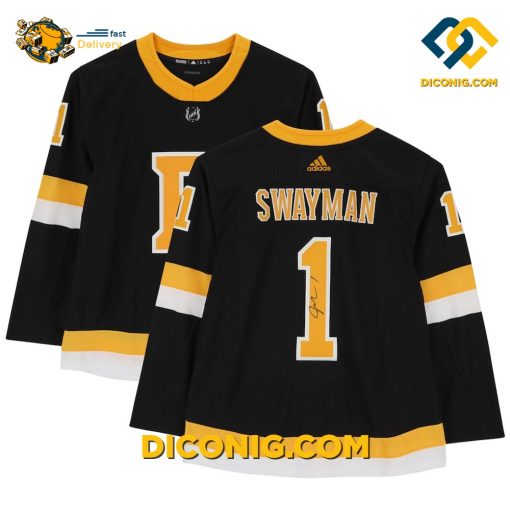 NHL Boston Bruins Hockey Jersey Jeremy Swayman Black Alternate