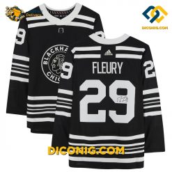 nhl chicago blackhawks hockey jersey marc andre fleury black alternate