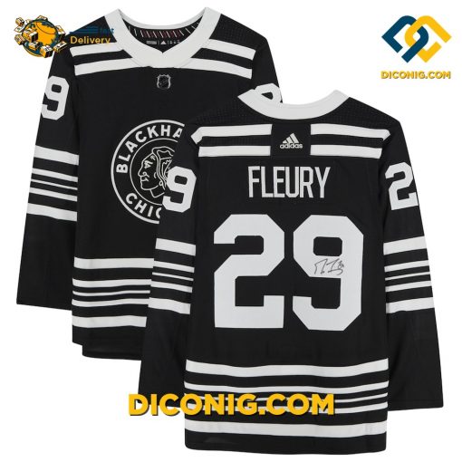 NHL Chicago Blackhawks Hockey Jersey Marc Andre Fleury Black Alternate