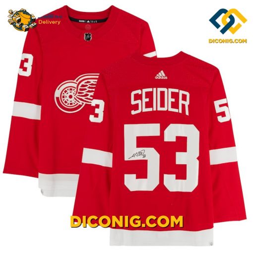 NHL Detroit Red Wings Hockey Jersey Moritz Seider Red