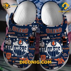 NHL Edmonton Oilers Crocs Clogs Shoes Custom Dark Blue