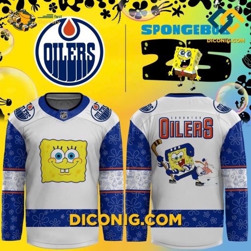 NHL Edmonton Oilers Hockey Jersey Custom Spongebob