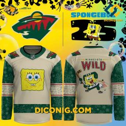 NHL Minnesota Wild Hockey Jersey Custom Spongebob
