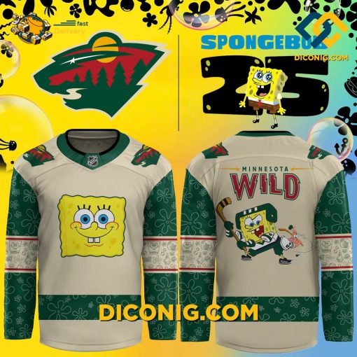 NHL Minnesota Wild Hockey Jersey Custom Spongebob