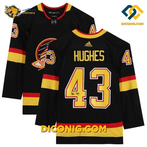 NHL Vancouver Canucks Hockey Jersey Quinn Hughes Black Alternate