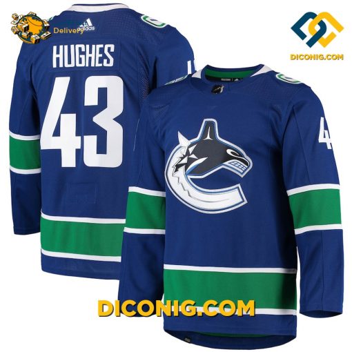 NHL Vancouver Canucks Hockey Jersey Quinn Hughes Blue