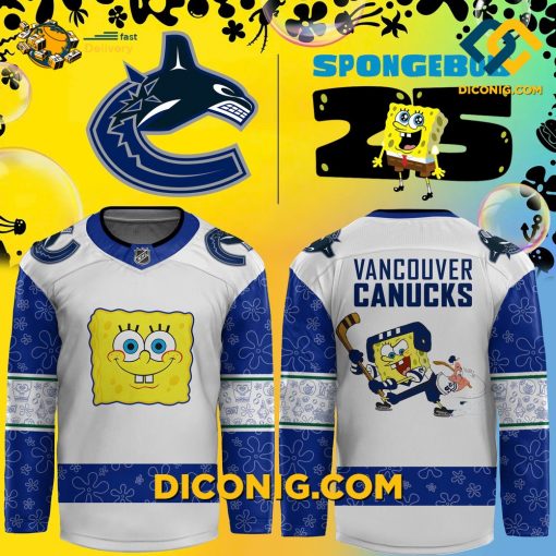 NHL Vancouver Canucks Hockey Jersey Custom Spongebob