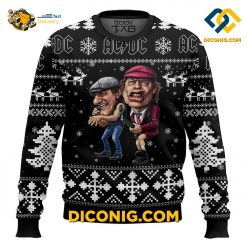 ACDC Brian Johnson Angus Young Black Ugly Christmas Sweater