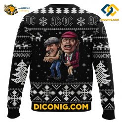 ACDC Brian Johnson Angus Young Black Ugly Christmas Sweater