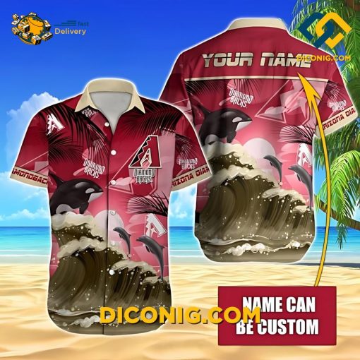 MLB Arizona Diamondbacks Hawaiian Shirt Custom Dolphins Ocean Waves