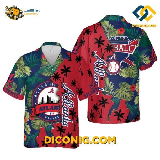 MLB Atlanta Braves Hawaiian Shirt Custom Palm Sunset