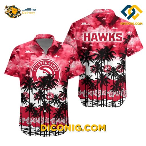 NBA Atlanta Hawks Hawaiian Shirt Custom Tropical Skyline