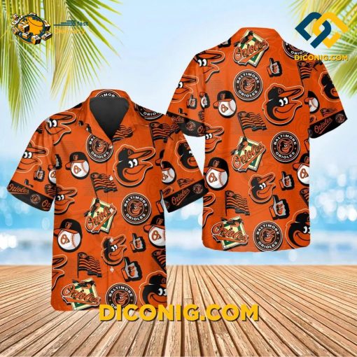 MLB Baltimore Orioles Hawaiian Shirt Custom Bold Icons