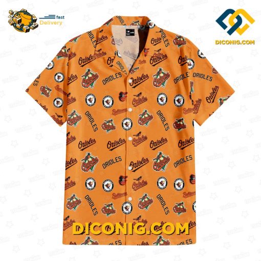 MLB Baltimore Orioles Hawaiian Shirt Custom Orange Feathers