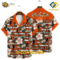 baltimore orioles hawaiian shirt orange tropical bloom