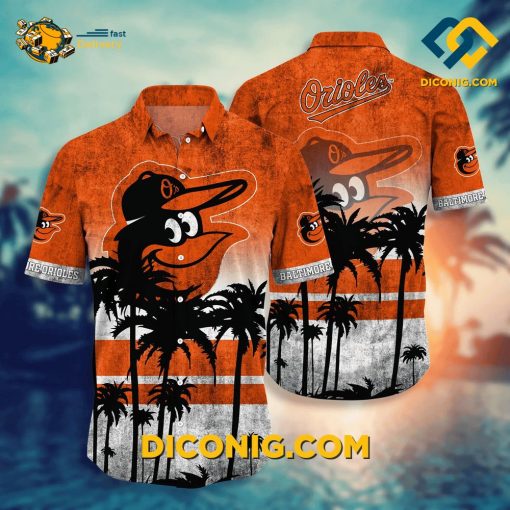 MLB Baltimore Orioles Hawaiian Shirt Custom Palm Beach Sunset
