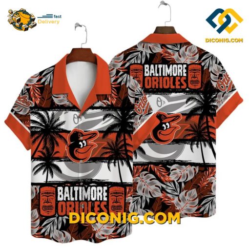 MLB Baltimore Orioles Hawaiian Shirt Custom Palm Sunset