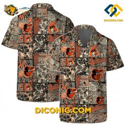baltimore orioles hawaiian shirt retro patchwork