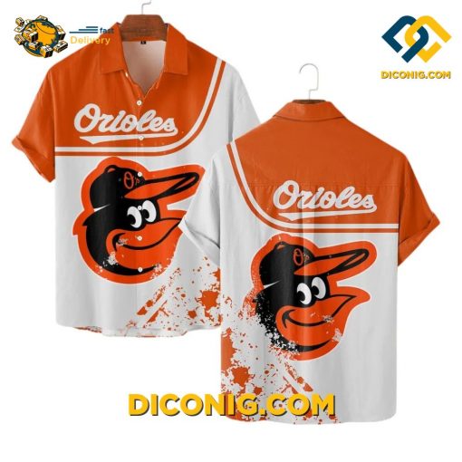 MLB Baltimore Orioles Hawaiian Shirt Custom Splash Logo