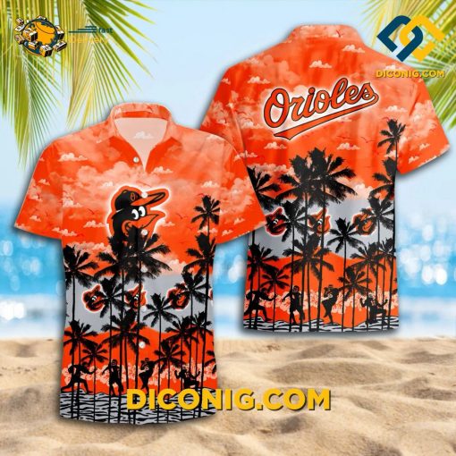 MLB Baltimore Orioles Hawaiian Shirt Custom Sunset Swing