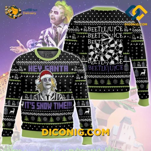 Beetlejuice It Snow Time Ugly Christmas Sweater