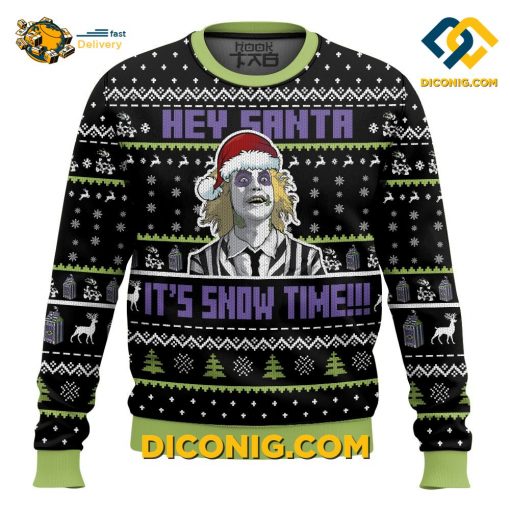 Beetlejuice It Snow Time Ugly Christmas Sweater