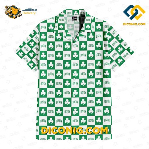 NBA Boston Celtics Hawaiian Shirt Custom Clover Checkerboard