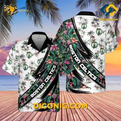 NBA Boston Celtics Hawaiian Shirt Custom Hibiscus Flower And Tree Pattern
