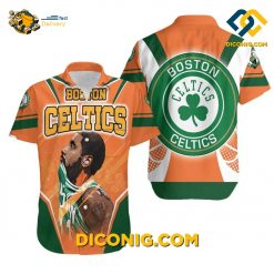 NBA Boston Celtics Hawaiian Shirt Kyrie Irving Orange