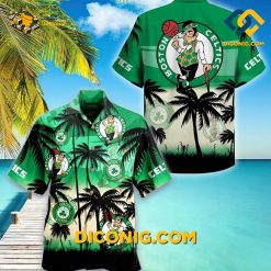 NBA Boston Celtics Hawaiian Shirt Custom Sunset Palm