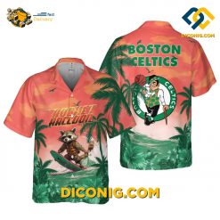 NBA Boston Celtics Hawaiian Shirt Custom Tropical Raccoon